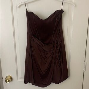Zara Brown Satin mini dress